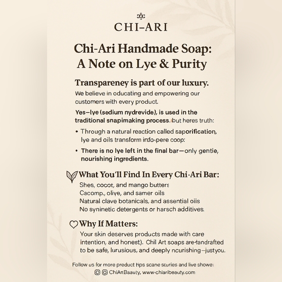 🧼 Soap & Lye: What You Should Know About Chi-Ari’s Handmade Bars - Picture 1 of 2